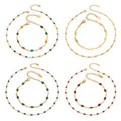 Color Enamel Station Necklace and Bracelet