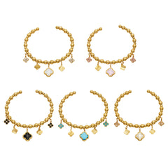 18K Gold-Plated Clover Charm Bead Bracelet