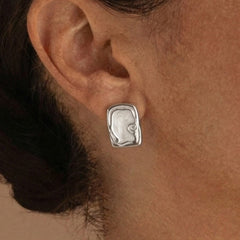 Ornate Rectangular Inlay Stud Earrings