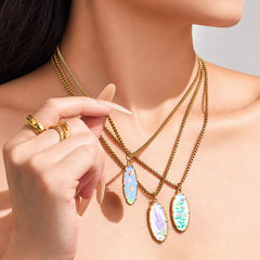 18K Gold-Plated Floral Enamel Pendant Necklace