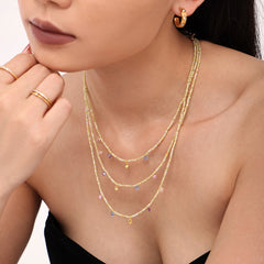 Natural Stone Beaded Charm Necklace