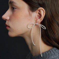 Nadine Vintage-Inspired Pearl Bow Stud Earrings