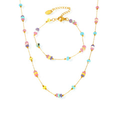 Multicolor Natural Stone Bead Necklace or Bracelet