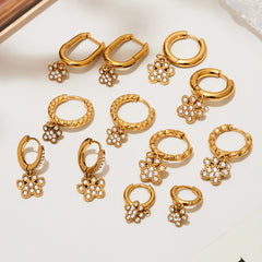 Cubic Zirconia Paw Charm Hoop Earrings