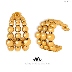 Triple-Row Bead Hoop Earrings