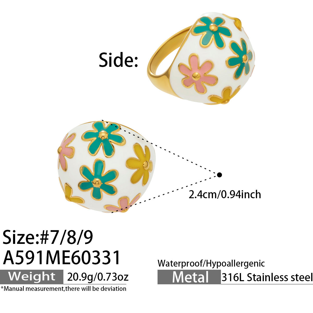 Gold-Tone Enamel and Mother-of-Pearl Ring Designs