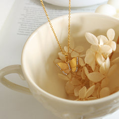 Cubic Zirconia Butterfly Pendant Necklace