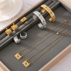 Textured Eye-Motif Necklace, Ring, Earrings & Cuff