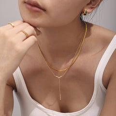 Cubic Zirconia V-Bar Necklace & Bracelet
