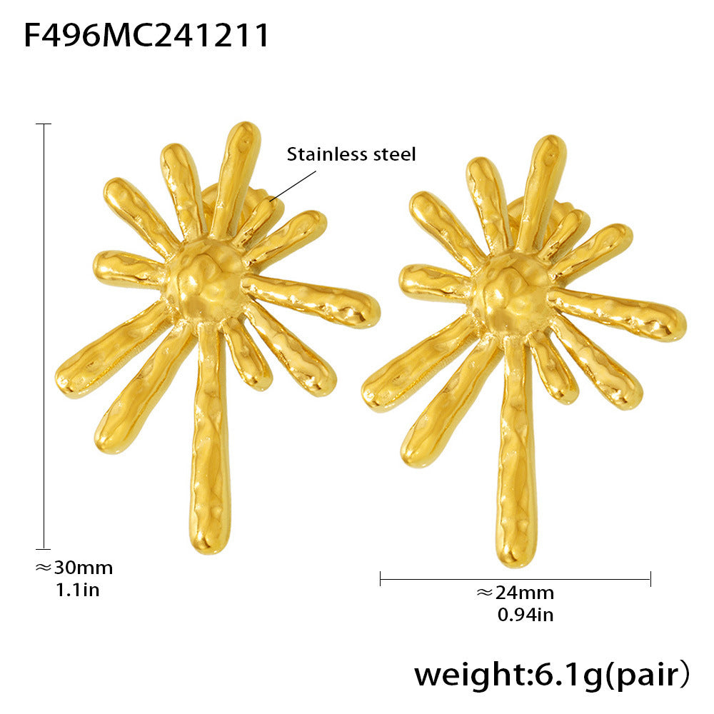 18K Gold-Plated Radiating Sunburst Stud Earrings