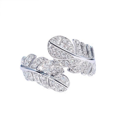 Nicolette Dainty Pavé Feather Adjustable Ring