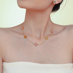 Enamel Clover Necklace or Bracelet