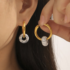 Stone Accent Charm Hoop Earrings