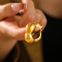 Sculptural Rounded Flower Stainless Steel Ring