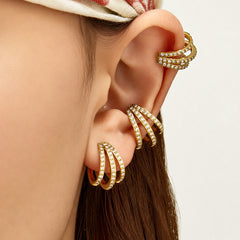 Triple-Line Cubic Zirconia Ear Cuff - Single