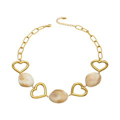 Resin Accent & Open Heart Link Necklace
