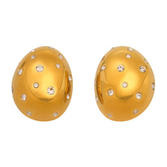 Czech Rhinestone Oval Stud Earrings