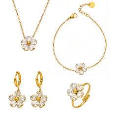 Five-Petal Cubic Zirconia Flower Jewelry