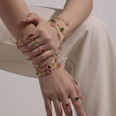 Gold-Tone Faceted Glass Link Bracelet