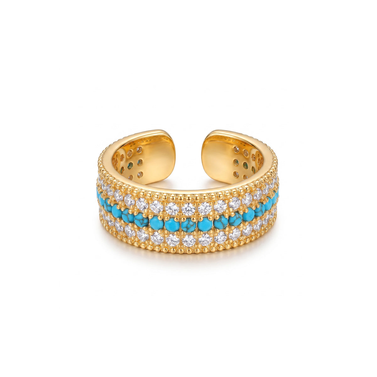 Camille Vintage-Inspired Turquoise Pavé Adjustable Ring