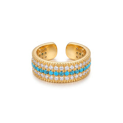 Camille Vintage-Inspired Turquoise Pavé Adjustable Ring