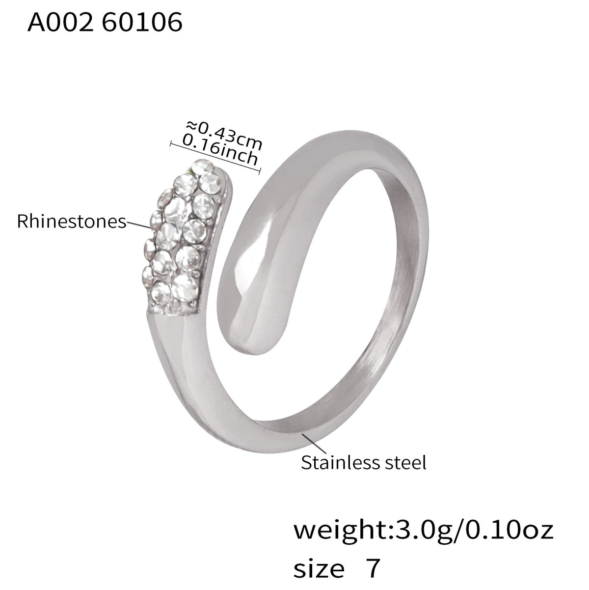 Colored Stone Crossed Open Ring