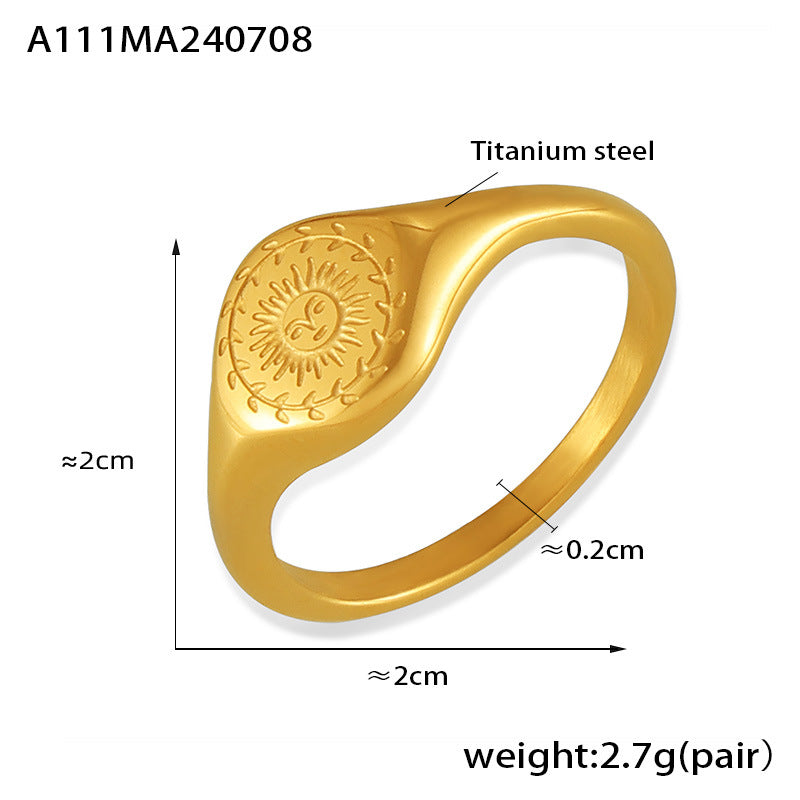 Engraved Sun Signet Ring