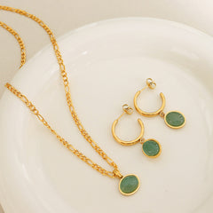 Green Aventurine Pendant Necklace and Earrings
