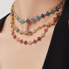Color Four-Petal Cubic Zirconia Jewelry