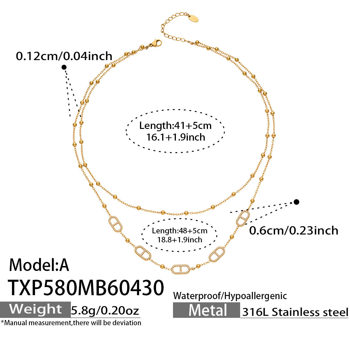 Cubic Zirconia Oval-Link Necklace & Bracelet