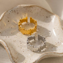 18K Gold-Plated Irregular Bar Open Ring