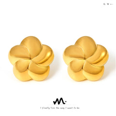 18K Gold-Plated Sculptural Five-Petal Stud Earrings