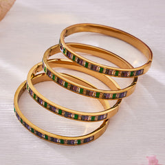 Square Cubic Zirconia Channel Bangle Bracelet