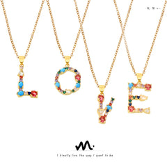 Color Cubic Zirconia Initial Pendant Charm