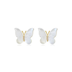 Camille White Mother-of-Pearl Butterfly Stud Earrings