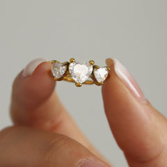 Triple Heart Cubic Zirconia Open Ring
