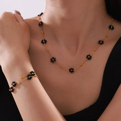 Floral Natural Stone Necklace and Bracelet