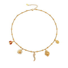 18K Gold-Plated Mixed Charm Necklace