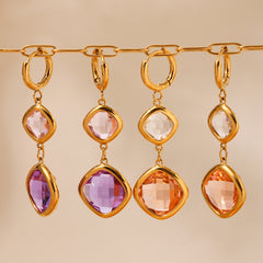 Faceted Czech Glass Two-Part Drop Earrings