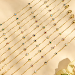 18K Gold-Plated Color Cubic Zirconia Station Jewelry