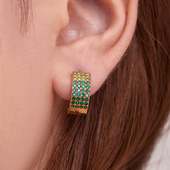 18K Gold-Plated Multi-Row Cubic Zirconia Hoops