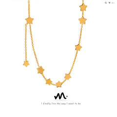 Layered Star Charm Chain Necklace
