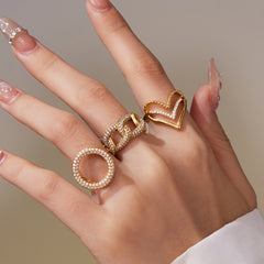 Cubic Zirconia Geometric Open Ring