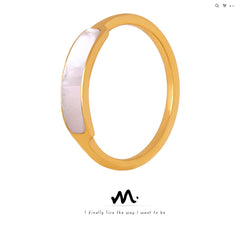 Mother-of-Pearl Accent Stainless Steel Ring