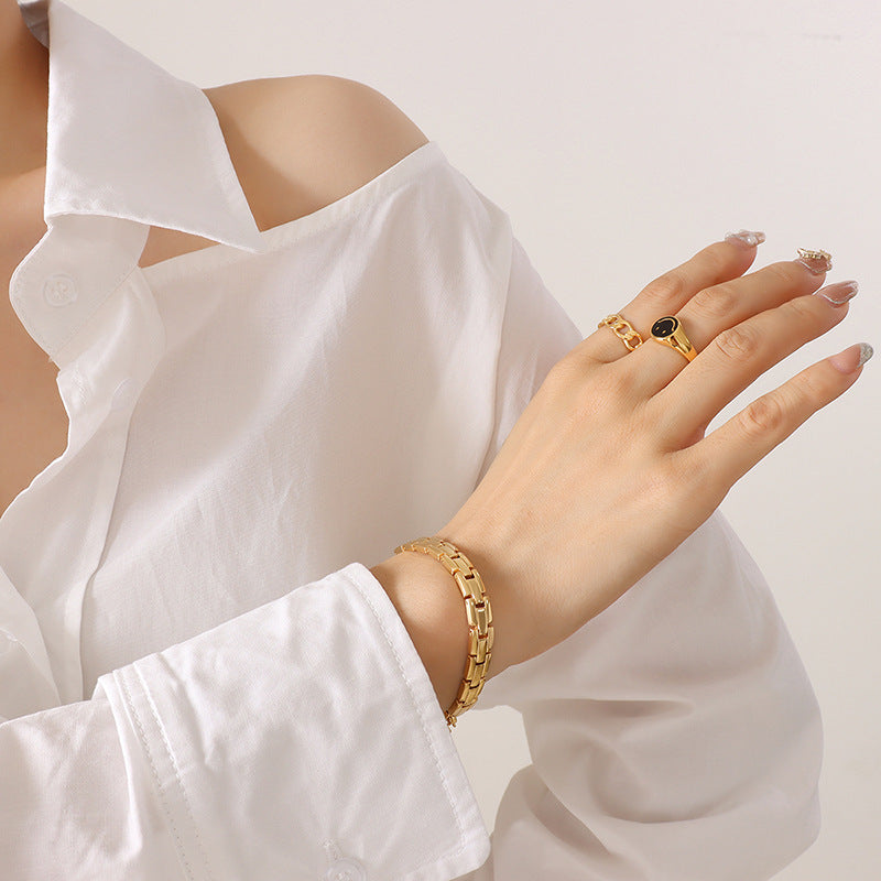 Gold-Tone Rectangular Link Bracelet