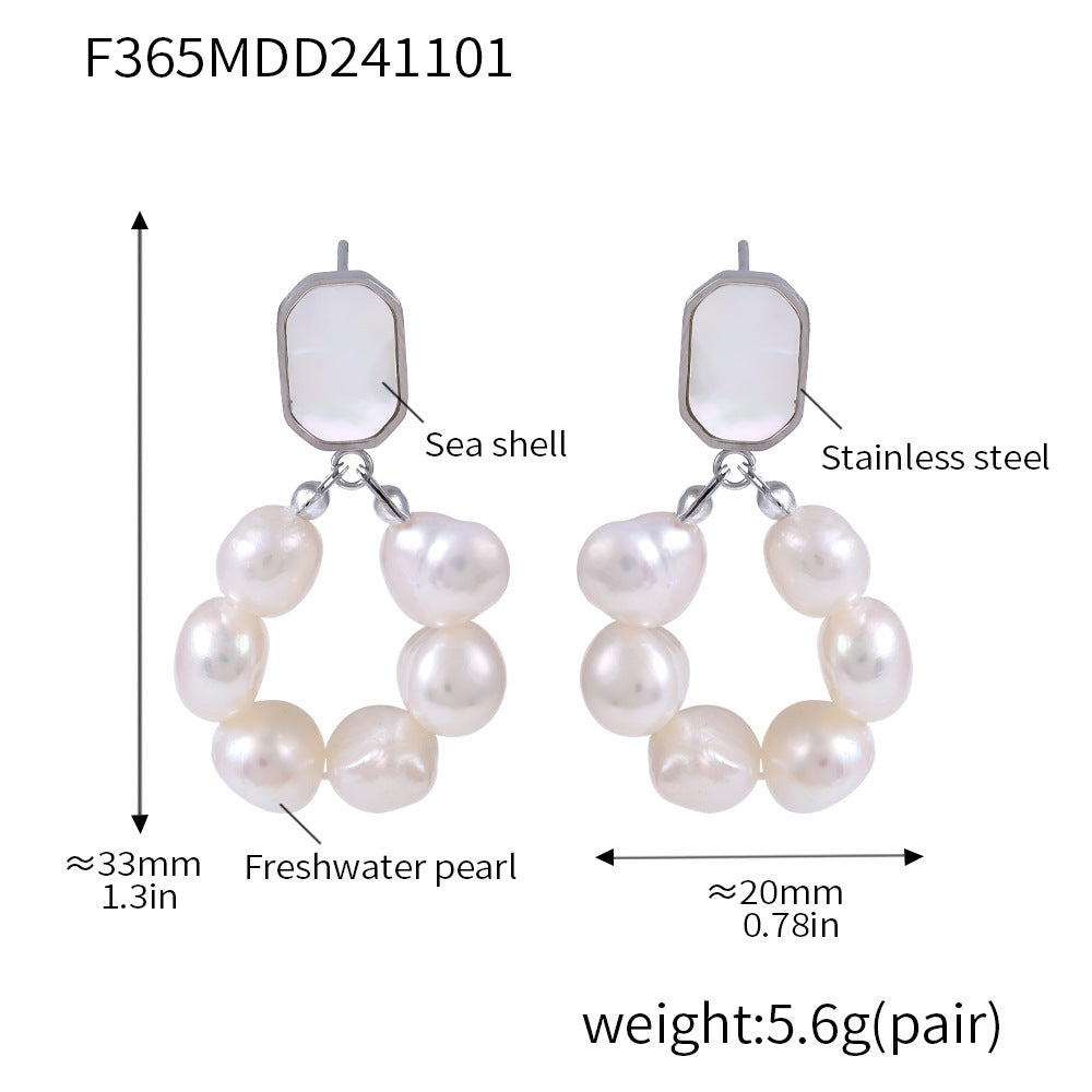 Freshwater Pearl Open-Circle Drop Earrings
