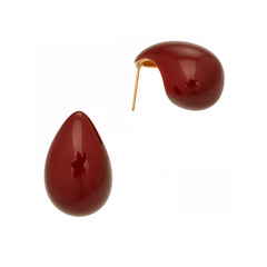 Red Enamel Teardrop Stud Earrings