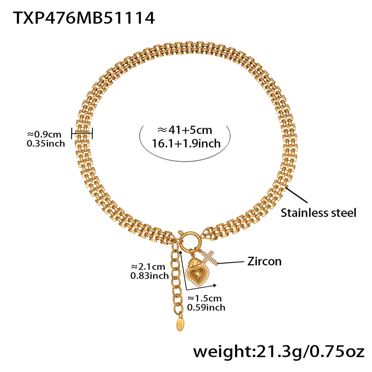 Cubic Zirconia Heart Link Necklace and Bracelet