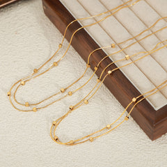 Layered Bead Station Fine Chain Necklace