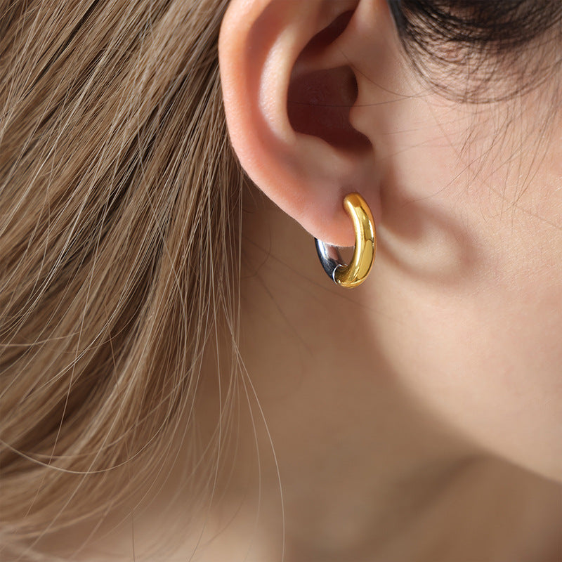 Two-Tone Rounded Hoop Earrings